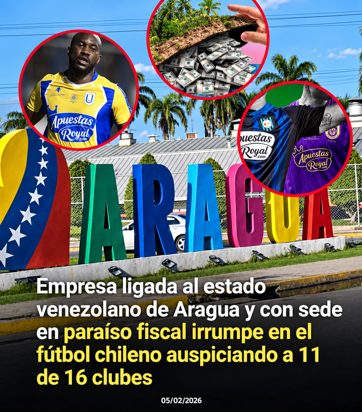 Me llama la atención que esto no haya generado más polémica, ya que Apuestas Royal, casa de apuestas de Aragua, ciudad del Tren👉🇻🇪☠️, se tomó casi todo el fútbol chileno. Pero con suerte han salido un par de notas y todo sigue igual ☠️☠️☠️☠️☠️☠️☠️☠️