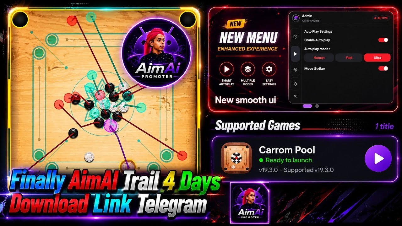 FINALLY AimAI TRAIL 4 DAYS DOWNLOAD LINK TELEGRAM 💕 #carrom #carrompool