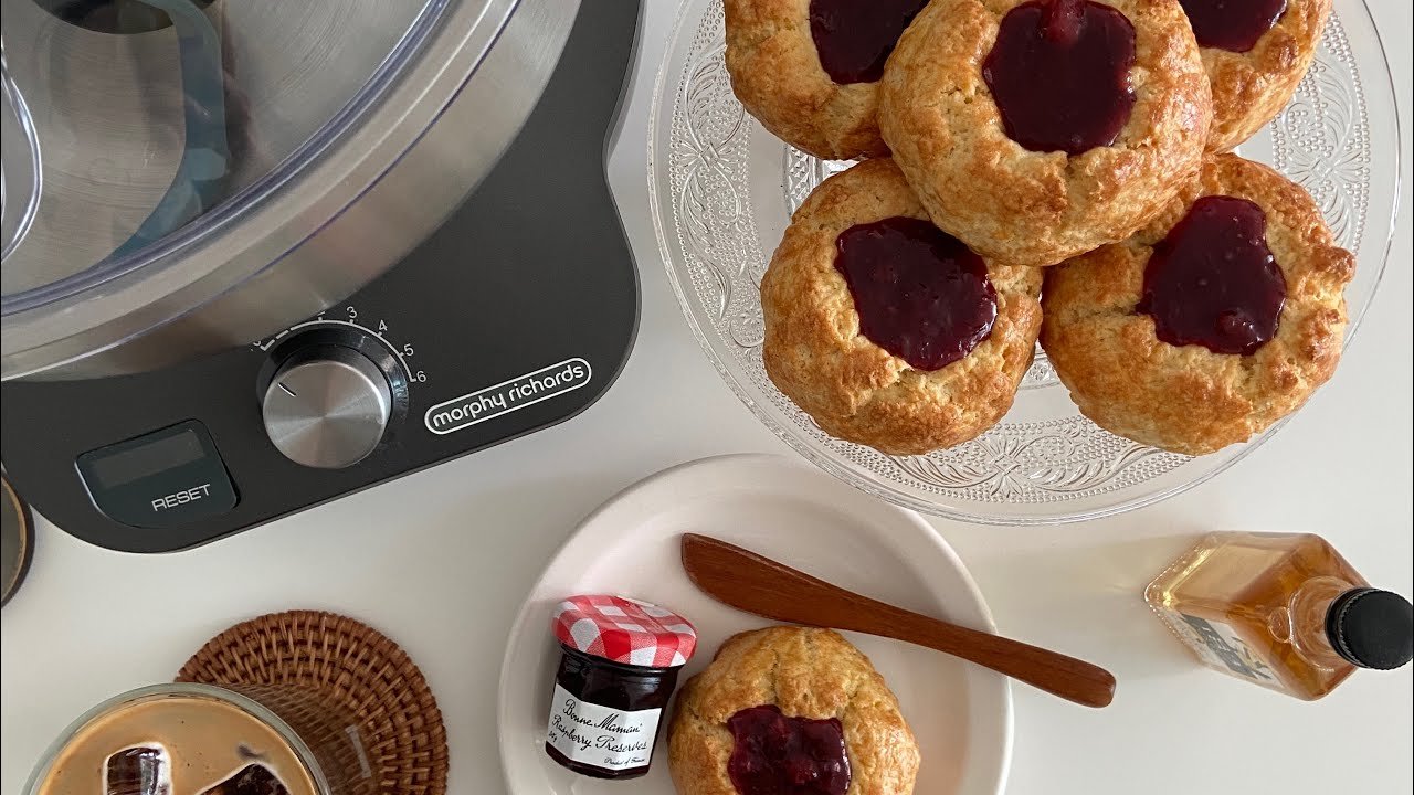 3분 만에 반죽하는 딸기잼 스콘 만들기(with 믹스스타 반죽기) Strawberry jam scones